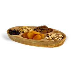 Olive Wood Natural 5-Hole Tapas Tray
