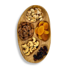 Olive Wood Natural 5-Hole Tapas Tray