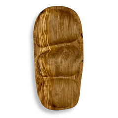 Olive Wood Natural 3-Hole Tapas Tray