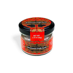 50g jar of Maison F. Crayssac Black Summer Truffle Powder made in France with dried black truffle, sea salt, and mushroom powder — gourmet truffle seasoning for pasta, popcorn, eggs, and more