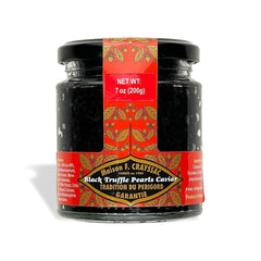 Maison Crayssac Black Truffle Pearl Caviar, 200g, crafted with 98% Pure Black Winter Truffle juice and squid ink, ideal for elegant garnishes and sophisticated culinary creations.