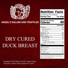 Angel’s Salumi and Truffles – Duck Breast Prosciutto Ingredients and Nutrition Facts, Hormone-Free, Gluten-Free, Cage-Free