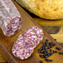 Angel’s Salumi and Truffles – Sliced Nostrano Salami, Coarse Ground Pork with Black Peppercorn, Red Wine