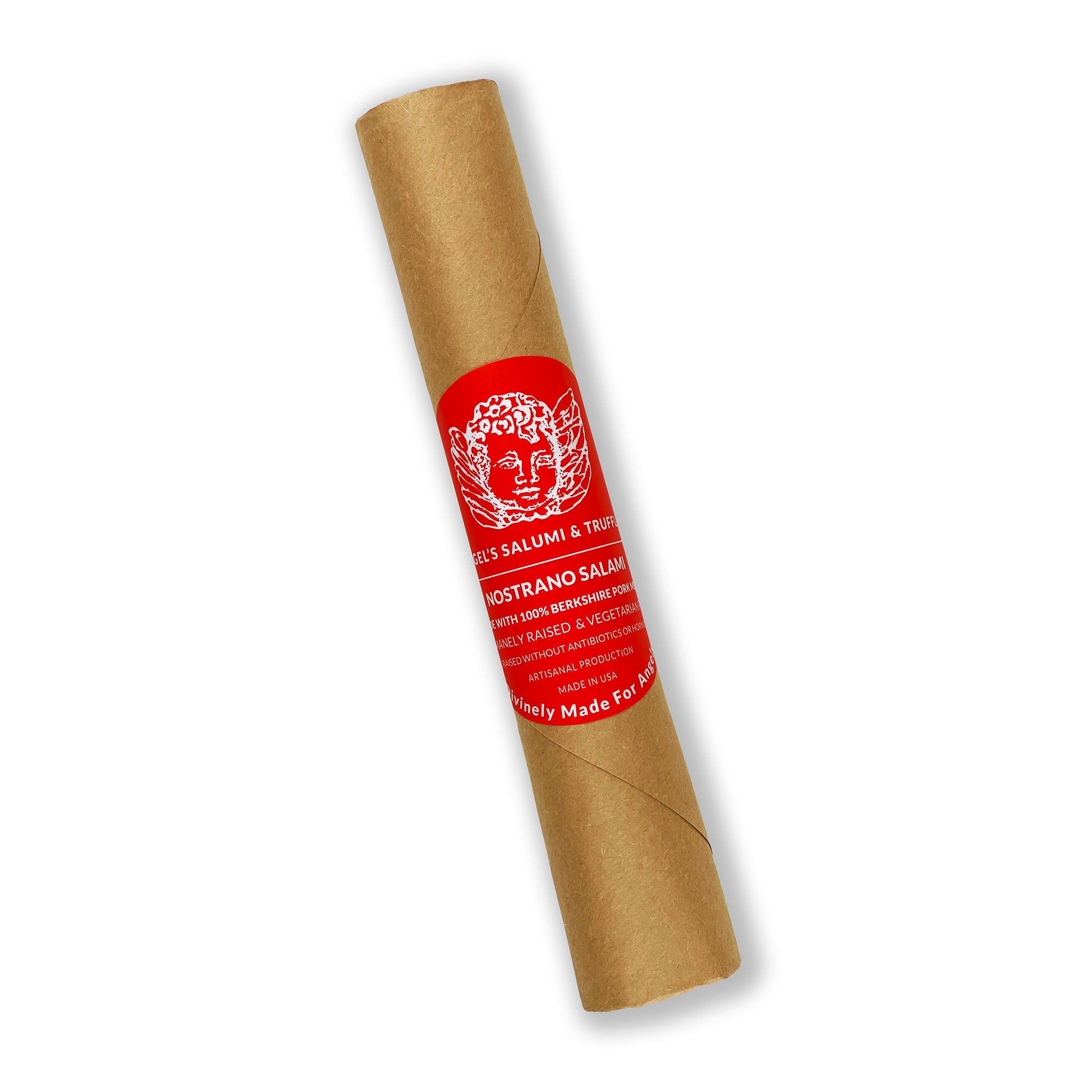 Angel’s Salumi and Truffles – Italian-style Nostrano Salami, 5.5oz, Coarse Ground Berkshire Pork, Black Peppercorn, Red Wine, Gluten-Free