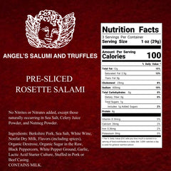 Angel’s Salumi and Truffles – Pre-Sliced French Rosette Salami, 3oz, No Antibiotics, Hormones, or MSG, Gluten-Free