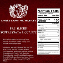 Angel’s Salumi and Truffles – 3oz Soppressata Piccante Salami, Gluten-Free, No Nitrates, Antibiotic & Hormone-Free, Spicy Fennel and Grappa Flavor
