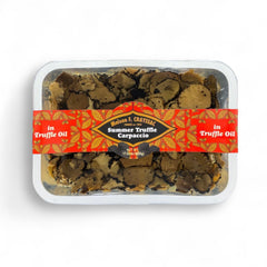 Maison F. Crayssac Summer Truffle Carpaccio in a 500g jar, showcasing thinly sliced black summer truffles preserved in oil for gourmet use.