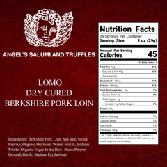 Angel’s Salumi and Truffles – Spanish Lomo Ingredients and Nutritional Facts, No MSG, No Hormones, Gluten-Free