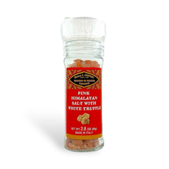 Maison F. Crayssac Pink Himalayan Salt with White Truffle in a 2.8 oz glass jar, showcasing fine pink crystals and gourmet elegance.